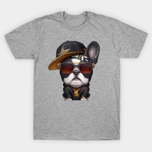 Brindle Pied French Bulldog Hip-Hop Super Star T-Shirt